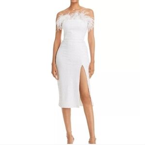 Amanda Uprichard Liz Feather Trim Strapless Dress XS